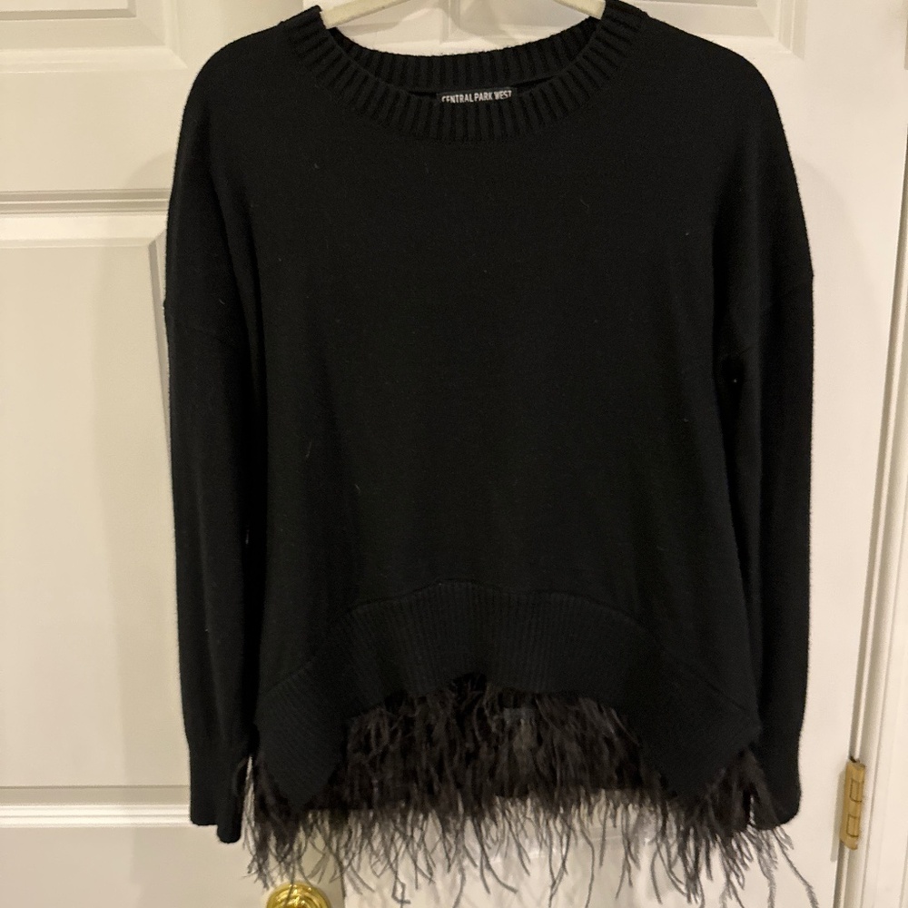 Central Park West Black Feather Sweater